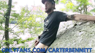 Runner Jizzing On Hike