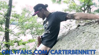 Runner Jizzing On Hike