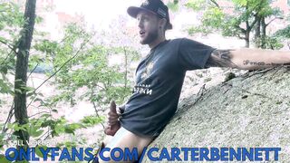 Runner Jizzing On Hike