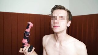 Kinky nubile deep throating - Immense faux-cock deep in troat by adorable teenage