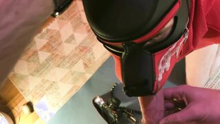 Subjugated mutt gets romped with a fucktoy in her donk, deepthroats hard-on and gobbles soles.