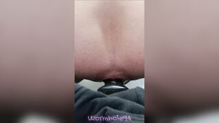Drilling my dirty asscunt with a fat faux-cock after providing birth to an apple!