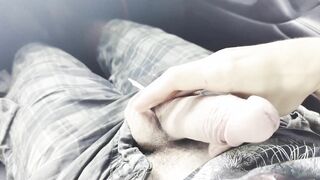 Stroking off members in the camper after school on the side of the road spunking amply