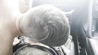Stroking off members in the camper after school on the side of the road spunking amply