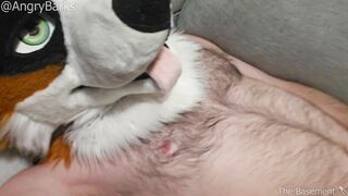 Wooly Eunuch @AngryBarks gets rock hard caressing his empty nut,shoots infertile jizm Excellent Neutered Puppy