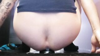 Juggling my bloomed bootie on fat buttplug