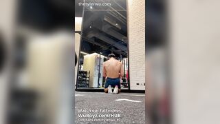 At the gym, frolicking with my uncircumcised, Chinese foreskin under the douche after a perspiring work out.