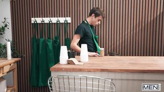 GUYS - Sam Ledger Wants A Coffee But Concludes Up Taking Joey Mills's Spunk-Pump In His Gullet