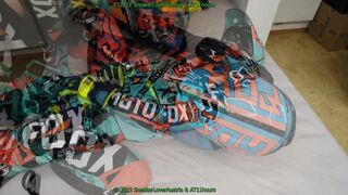 unpacking fox helmet, googles jism, sucky-sucky