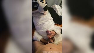 @LewdMindedLynx helps @AngryBarks thru his rut week shoots a load inwards and on his soles fumbles