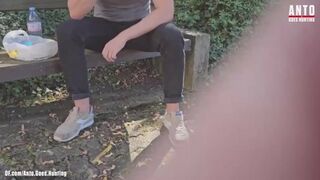 Random hetero married Stud at the park accepts my offer and tries his first queer inhale-job at his lunch