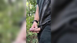 Cum-shot in the middle of the forrest