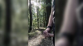 Cum-shot in the middle of the forrest