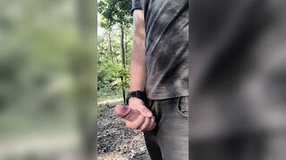 Cum-shot in the middle of the forrest
