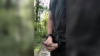 Cum-shot in the middle of the forrest
