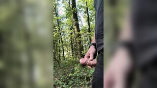Cum-shot in the middle of the forrest