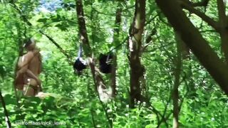 Intercourse in the forest rubber-free-for-all cruising with meaty schlong