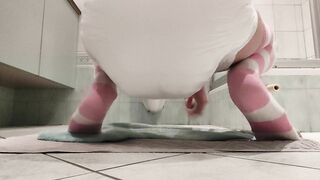 Nappy Dude with bashful bladder just keeps Soddening his Huge Padding