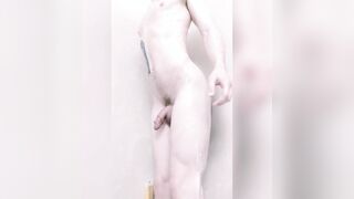 Femboy Youngster Bounces on Penis in the Douche