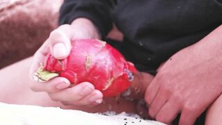 I was so mischievous I used a dragon fruit to fap off and then took a lengthy pee