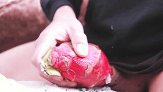 I was so mischievous I used a dragon fruit to fap off and then took a lengthy pee