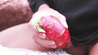 I was so mischievous I used a dragon fruit to fap off and then took a lengthy pee