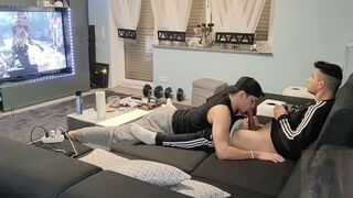 My dude astonished me with a lovely fellatio while I was gaming and I shot my jism in his throat