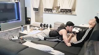 My dude astonished me with a lovely fellatio while I was gaming and I shot my jism in his throat