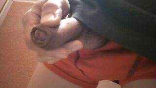 Close-ups of a fag twunk's spear pissing at home with different lingerie