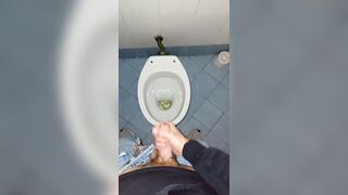 a youthful dude went into a grubby public rest room to urinate and wank off