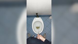 a youthful dude went into a grubby public rest room to urinate and wank off
