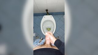 a youthful dude went into a grubby public rest room to urinate and wank off