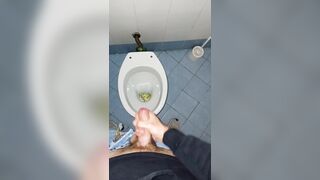 a youthful dude went into a grubby public rest room to urinate and wank off