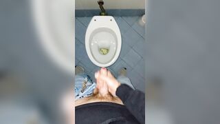 a youthful dude went into a grubby public rest room to urinate and wank off