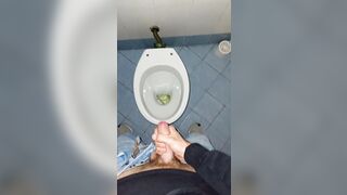 a youthful dude went into a grubby public rest room to urinate and wank off