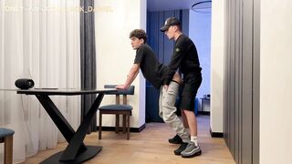 two guys have a rock-hard screw