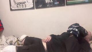First-timer jizm in utter Hockey gear after teaching