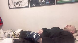 First-timer jizm in utter Hockey gear after teaching