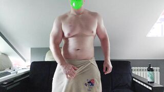 Phat rigid-on fellow after bathroom