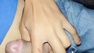 Guy demonstrating his booty and milking