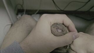 I tried fondling my ball sack of babymakers and tugging my skin with my foreskin cum-pump.