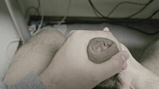 I tried fondling my ball sack of babymakers and tugging my skin with my foreskin cum-pump.