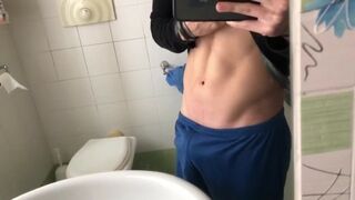 Teenage Toying With Lubricant on His Massive Phat Uncircumcised Knob