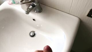 Teenage Toying With Lubricant on His Massive Phat Uncircumcised Knob