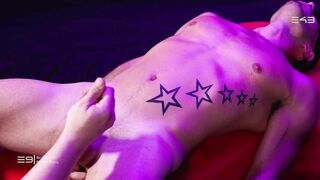 43 Get CORDED DOWN and EDGED until his figure commences to Twitch