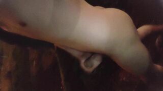 Femboy walks outdoors nude