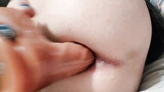 Lifelike fake penis in my backside!