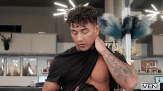 FOLKS - Angel Santana Gets More Than A Fade When Barber Kenzo Alvarez Boinks Him On The Stool