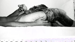 Sizzling Man strips his jean and Jacks his Fuckpole till he finishes off Huge Explosion