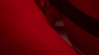 Eyes covered V-card Slave humped rigid in the sling